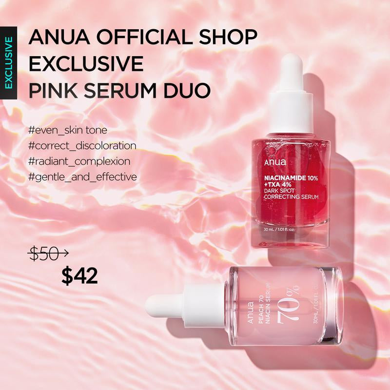 [Anua Official Shop] Pink Serum Duo (Peach Niacin Serum + TXA Dark Spot Correcting Serum)｜Discoloration Serum Set for Brightening
