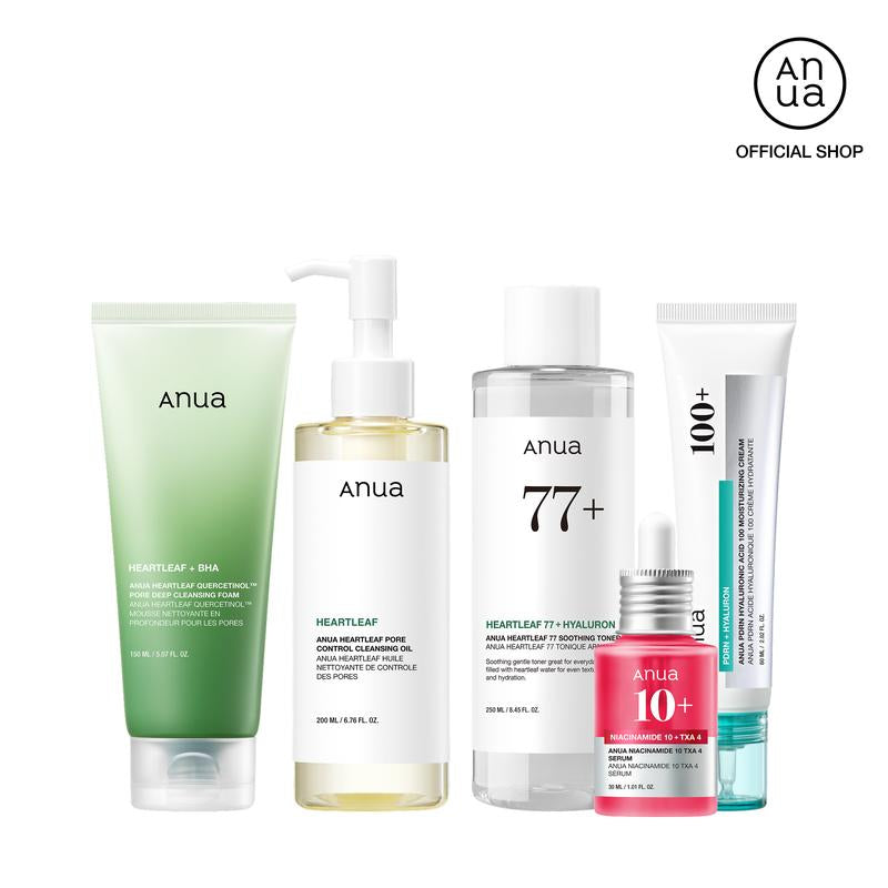 [Anua Official] Viral Ultimate Glass Skin Bundle | Salmon PDRN + Niacinamide + Double Cleansing + Collagen Mask| Daily Korean Skincare Kit Hydrating Calming