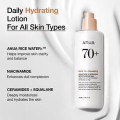 [Anua Official Shop] No.1 Korean Rice 70 Intensive Moisturizing Milk (150Ml, 5.07 Fl.Oz.) ｜ Lightweight Moisturizer for Glass Skin, Korean Skin Care, Rice Water, Hydrating, Lotion, Gentle