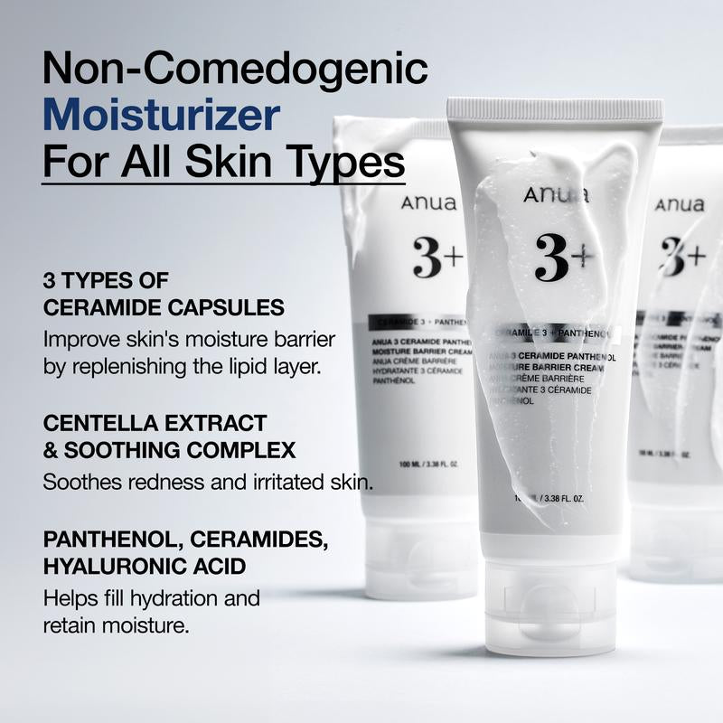 [Anua Official Shop] 3 Ceramide Panthenol Moisture Barrier Cream (100Ml/3.38 Fl.Oz.) | Hyaluronic Acid, Non-Comedogenic, Moisturizer, Korean Skin Care, Redness Soothing, Ceramide, Panthenol, Skin Barrier