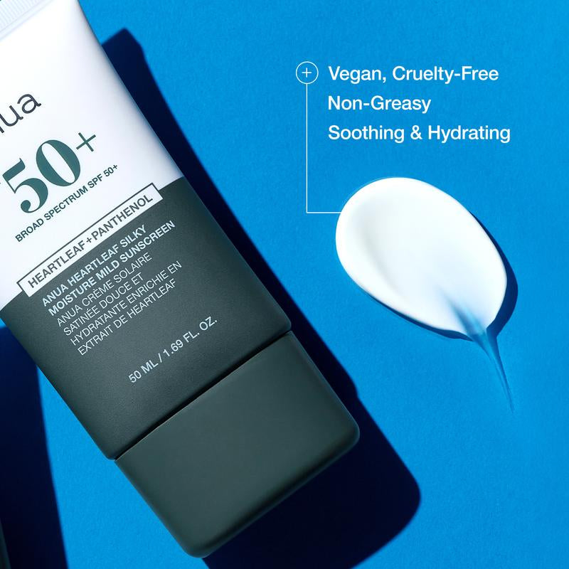 [Anua Official Shop] Heartleaf Silky Moisture Mild Sunscreen 50Ml | Broad Spectrum SPF 50+, Lightweight, Silky Formula, Vegan, Reef-Safe, Skincare Sensitive Hydrating
