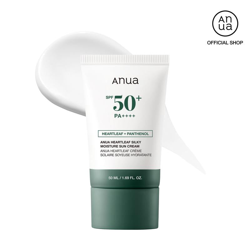 [Anua Official Shop] Heartleaf Silky Moisture Mild Sunscreen 50Ml | Broad Spectrum SPF 50+, Lightweight, Silky Formula, Vegan, Reef-Safe, Skincare Sensitive Hydrating