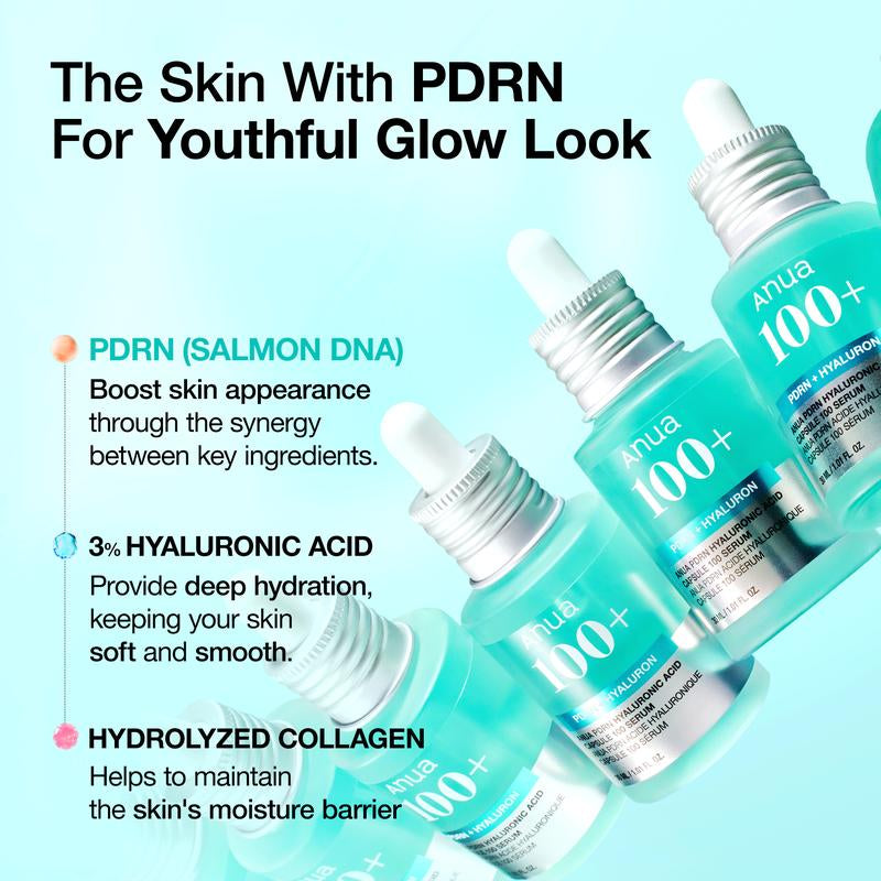 [Anua Official Shop] PDRN Hyaluronic Acid Capsule 100 Serum 1.01 Fl. Oz.(30Ml) | Hyaluronicacid, Radiant Plumping Serum, Korean Skincare, Facial Serum, Hydrate, Lightweight