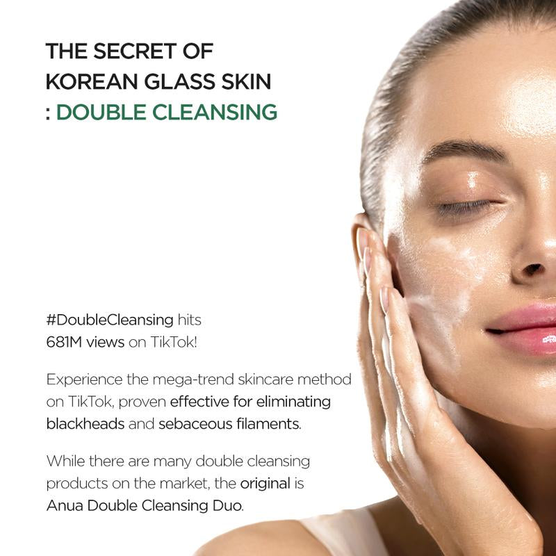Anua Official Heartleaf Pore Control Cleansing Oil & Quercetinol Cleansing Foam - 100M Viral Double Cleanser Duo for Clear Hydrated Skin Exfoliate Blackheads