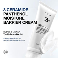 [Anua Official Shop] 3 Ceramide Panthenol Moisture Barrier Cream (100Ml/3.38 Fl.Oz.) | Hyaluronic Acid, Non-Comedogenic, Moisturizer, Korean Skin Care, Redness Soothing, Ceramide, Panthenol, Skin Barrier
