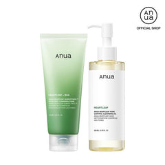 [Anua Official] 100M Viral Double Cleanser Duo | Pore Cleansing Oil & Gentle Exfoliating Cleanser | Korean Skincare Kit for Clear, Hydrated Skin Mild Heartleaf