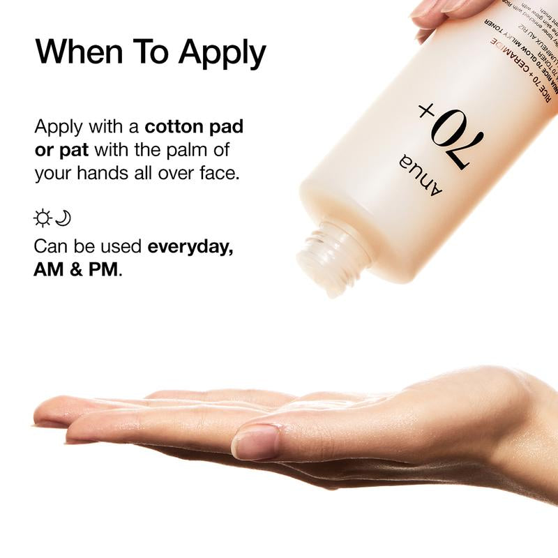 [Anua Official Shop] No.1 Korean Rice 70 Glow Milky Toner (250Ml, 8.45 Fl.Oz.) ｜ Lightweight Milky Toner for Glass Skin ｜Korean Rice Water Bright
