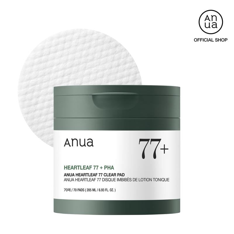 [Anua Official Shop] Heartleaf 77 Toner Pad 70 Sheets with PHA 6.93 Fl.Oz. (205Ml)｜Non-Comedogenic, Mild, Korean Skincare, Skincare Comfort, Smooth Exfoliate, Daily, Gentle, Soothing