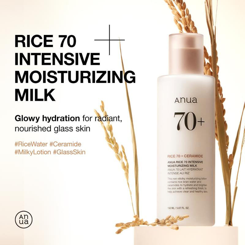 [Anua Official Shop] No.1 Korean Rice 70 Intensive Moisturizing Milk (150Ml, 5.07 Fl.Oz.) ｜ Lightweight Moisturizer for Glass Skin, Korean Skin Care, Rice Water, Hydrating, Lotion, Gentle