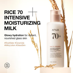 [Anua Official Shop] No.1 Korean Rice 70 Intensive Moisturizing Milk (150Ml, 5.07 Fl.Oz.) ｜ Lightweight Moisturizer for Glass Skin, Korean Skin Care, Rice Water, Hydrating, Lotion, Gentle