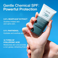 [Anua Official Shop] Heartleaf Silky Moisture Mild Sunscreen 50Ml | Broad Spectrum SPF 50+, Lightweight, Silky Formula, Vegan, Reef-Safe, Skincare Sensitive Hydrating