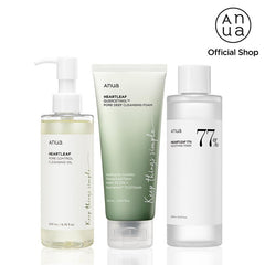 [Anua Official Shop] Anua Essential Trio (Oil Cleanser + Deep Cleansing Foam + Calming Toner)｜Gentle Korean Skincare, Facial Cleanser