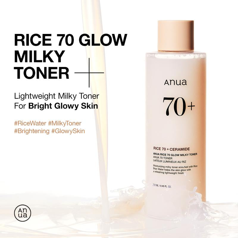 [Anua Official Shop] No.1 Korean Rice 70 Glow Milky Toner (250Ml, 8.45 Fl.Oz.) ｜ Lightweight Milky Toner for Glass Skin ｜Korean Rice Water Bright