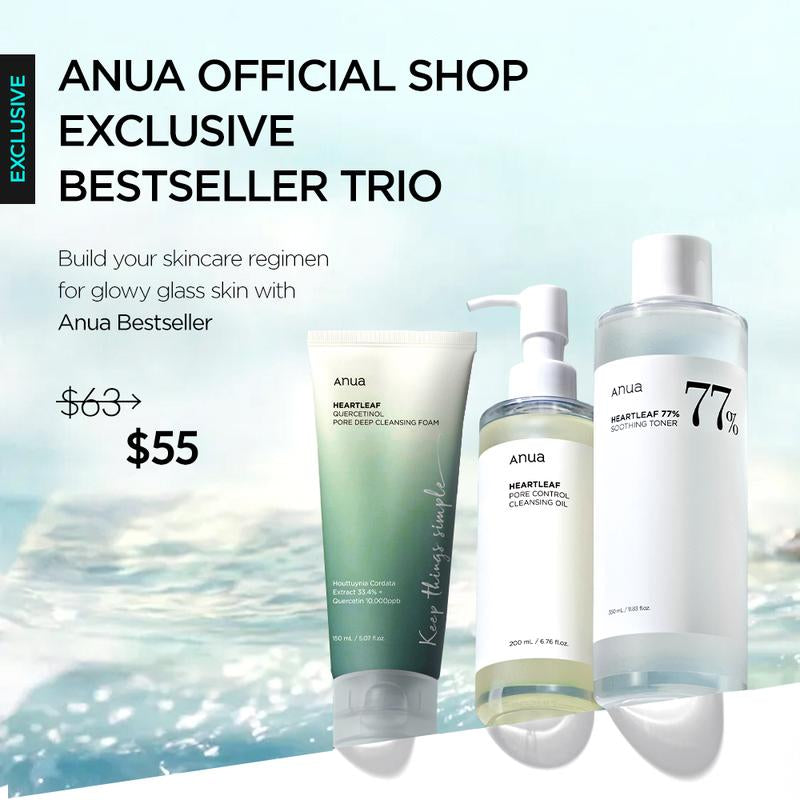 [Anua Official Shop] Anua Essential Trio (Oil Cleanser + Deep Cleansing Foam + Calming Toner) ｜ Gentle Korean Skincare