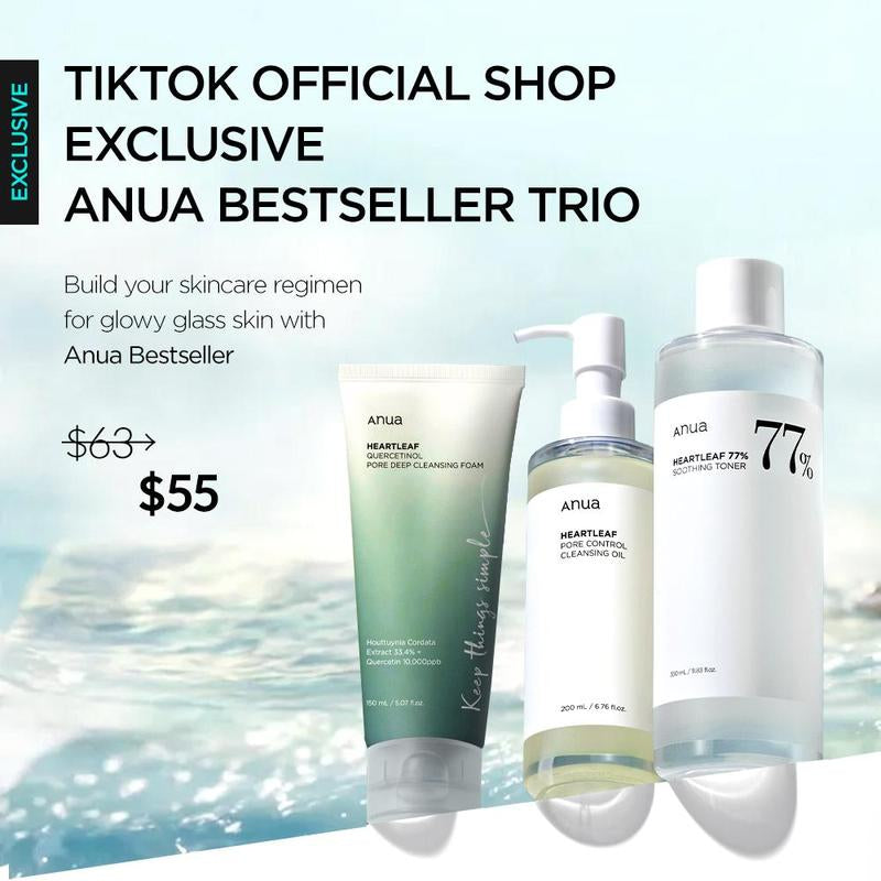 [Anua Official Shop] Anua Essential Trio (Oil Cleanser + Deep Cleansing Foam + Calming Toner)｜Gentle Korean Skincare, Facial Cleanser