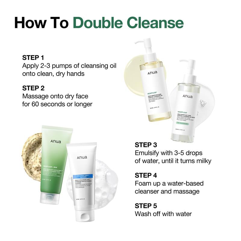 [Anua Official Shop] Skincare Essentials for Beginners | Double Cleanse, Sunscreen, No White Cast, Spf, Facial Wash, Deep Pore Cleanse
